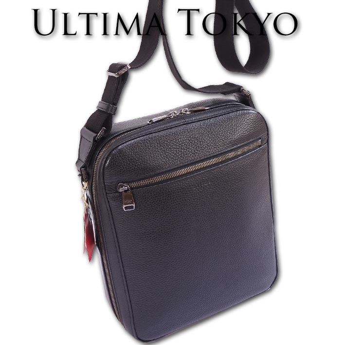 ウルティマトーキョー ultima TOKYO なめし革 ショルダーバッグ レジーノ メンズ 黒いこと 黒 イタリアンなめし革 日本製 シボ感 自然的なめし革 オールなめし革 牛皮
