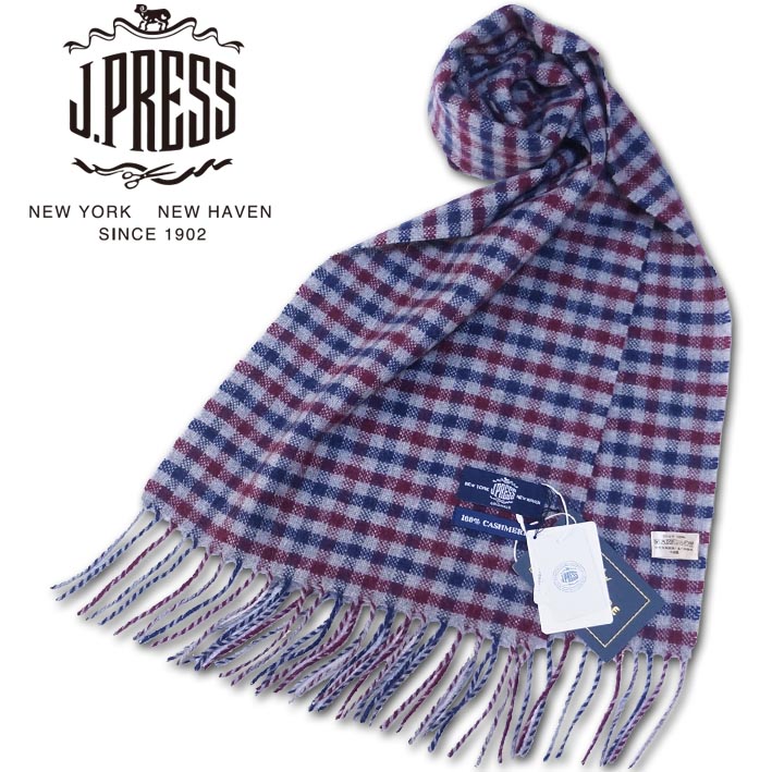 ジェイプレス J.PRESS MEN チェック柄 カシミヤ マフラー メンズ グレー系 J.プレス Jプレス プレゼント ギフト カシミア クリスマス｜Select Space Colors （ＳＳＣ）