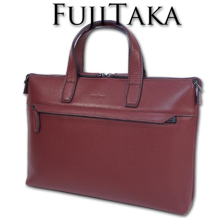 フジタカ FUJITAKA レザー ブリーフケース イーナ メンズ A4ジャスト ワイン 日本製 定価44,000円 牛革 オールレザー 2WAY ビジネスバッグ ショルダーバッグ ギフト プレゼント|Select Space Colors (SSC)