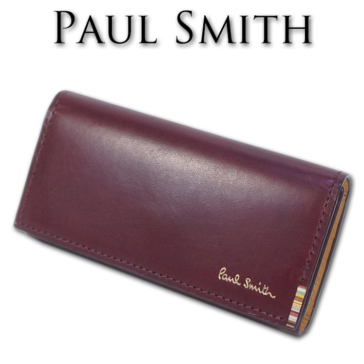 ポールスミス Paul Smith マルチストライプタブ 牛革 キーケース ワイン系 メンズ ４連 レザー 箱付き プレゼント ギフト 無料ラッピング可能 10,164円
