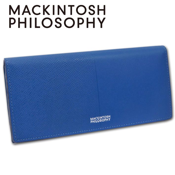 マッキントッシュフィロソフィー MACKINTOSH PHILOSOPHY 牛革 長財布 エクセラ メンズ ブルー 青 レザー 定価19,800円 箱少々汚れ