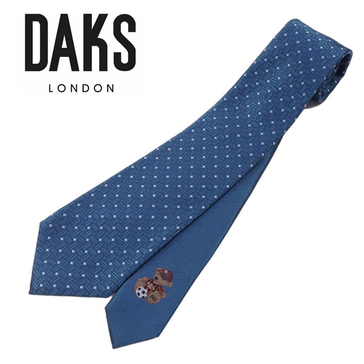 ダックス DAKS シルク ドット＆ベアー チェンジ ネクタイ ブルー系 青 メンズ 日本製 チェンジタイ リクルートスタイル ギフト プレゼント 無料ラッピング可能