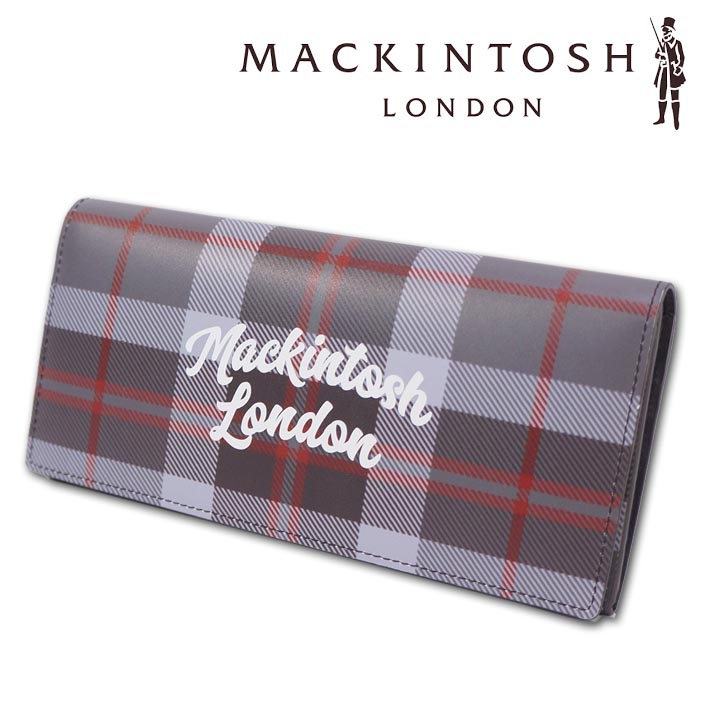 展示品 マッキントッシュロンドン 牛革 長財布 MACKINTOSH LONDON メンズ レディース グレー系 レザー ハウスチェック 箱なし