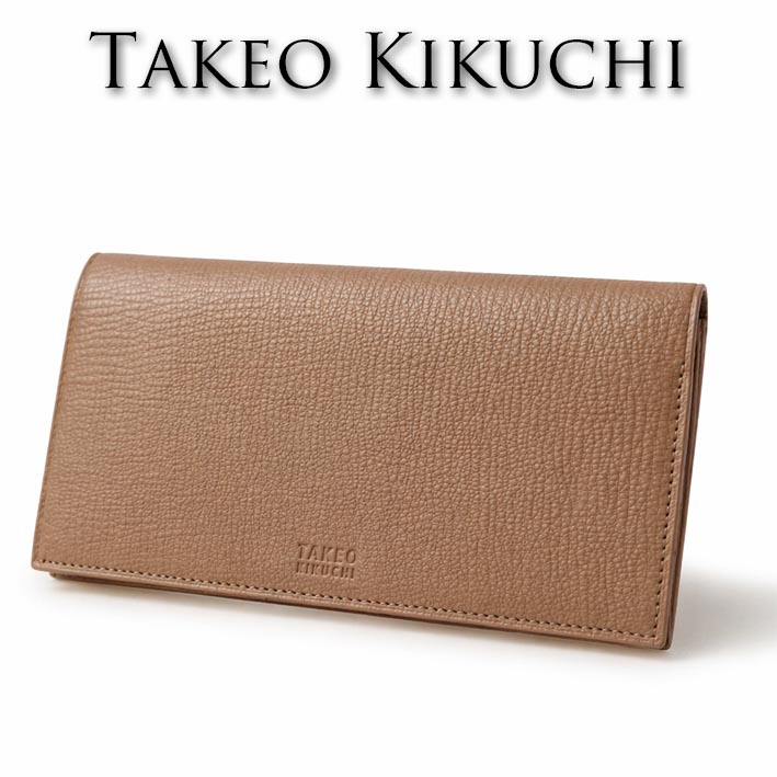 タケオキクチ クラーク 長財布 純札 札入れ 山羊革 ゴートレザー 744615 TAKEO KIKUCHI トープ メンズ 新品 未使用 箱付き 薄型 軽量 キャッシュレス プレゼント ギフト 無料ラッピング可能