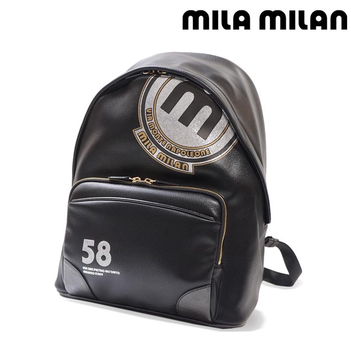 ミラミラン 背嚢 バビラ 251701 mila milan  メンズ 黒いこと 黒 必要経費22,000円 ミラショーン mila schon 背嚢 デイパック 通い 心地好い ミラ・ミラン 軽さ 雨合羽  新品 未当て嵌める