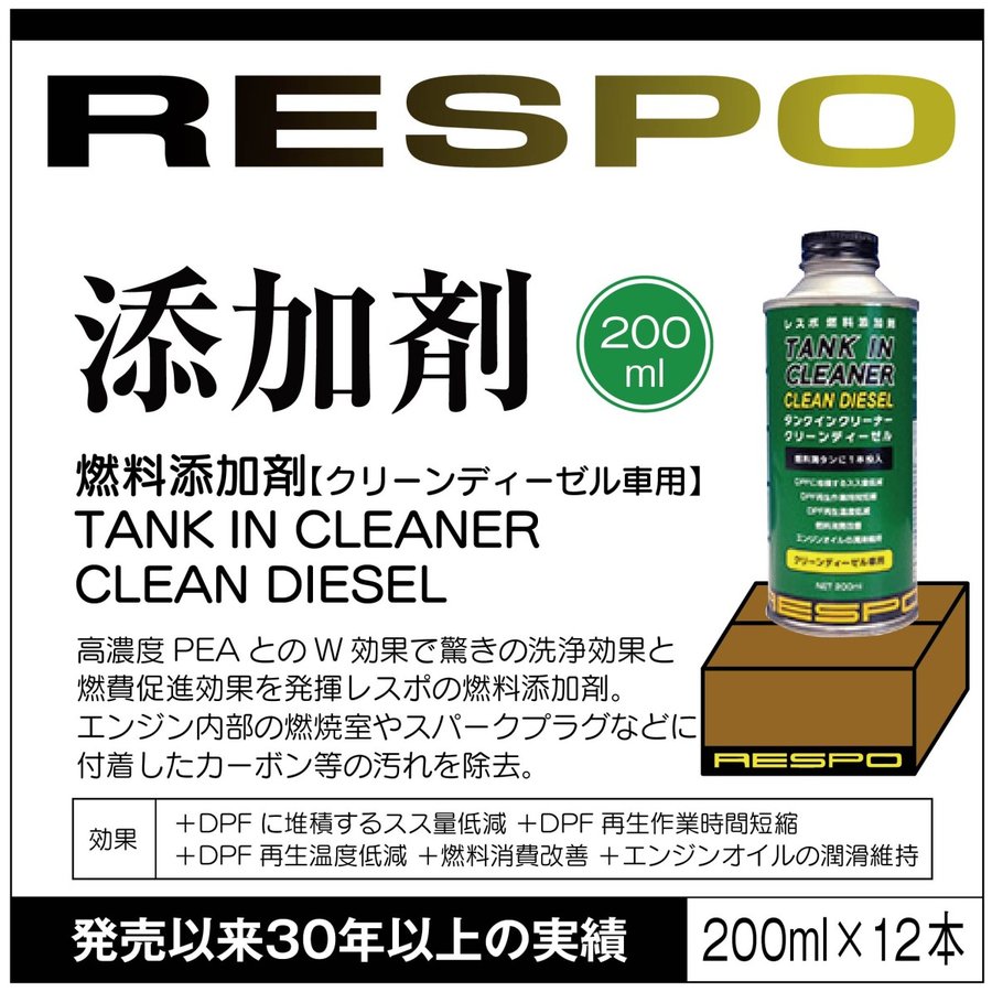 市場 Respo クリーンディーゼル用 正規販売店 0ml １２本セット 日本製 レスポ 燃料添加剤