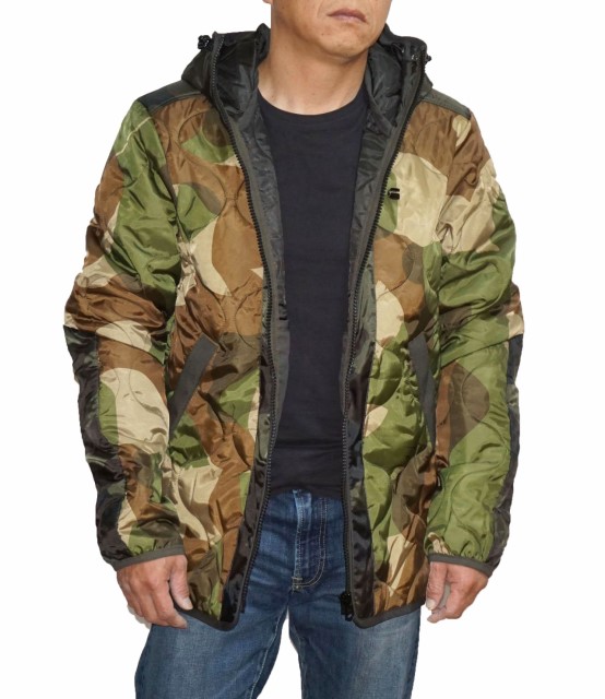 ジースターロウ G-STAR-RAW 中綿 キルト 迷彩 フーデッド ジャケット D07330 メンズ 冬物 キルト 防寒 防風 耐寒 保温 ミリタリー アウター|starjenny