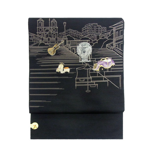 楽天市場】≪ポイント3倍≫名古屋帯 黒 九寸 帯 鳥獣戯画 西陣 辻梅機