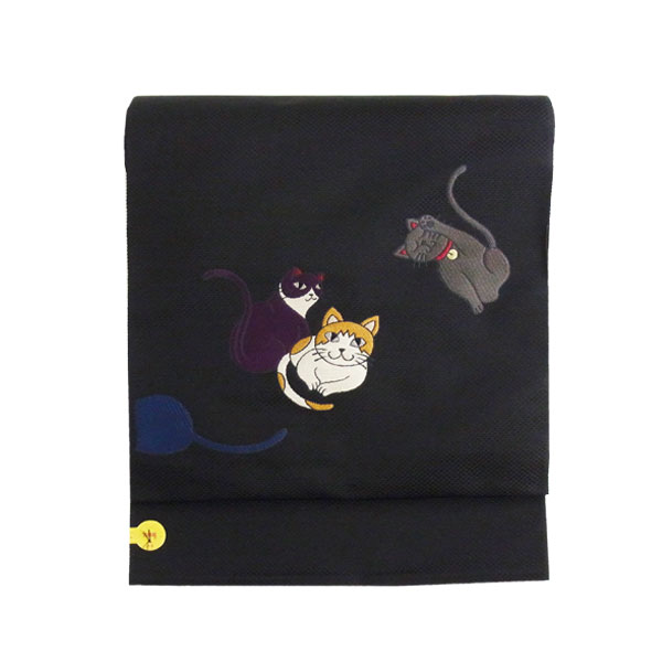 [お買い得]訳あり！素敵な装い 西陣全通袋帯 綿芯仕立付 モダンポーズ猫 二色段 楽天市場】名古屋帯 黒地 猫のプロポーズ 仕立込 九寸 京袋 西陣