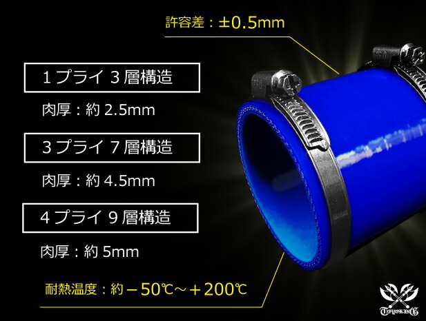 市場 13周年割引セール 異径 ハイテク 51mm 青色 クッション ホースバンド付き ロゴマーク無しインタークーラー シリコンホース ストレート 内径Φ45  SALE