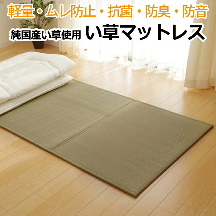ラグマット ラグ 夏 カーペット 置き畳 ムレ防止 吸湿 純国産い草使用 約100×210cm シングルサイズ い草マットレス (I) 引っ越し 新生活 夏用寝具 夏 夏用 お買い物マラソン 10,475円