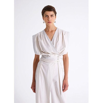Lemaire ルメール Gathered cotton-poplin wrap top