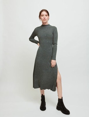 maje  Knitted slit dress with piercings 衣裳