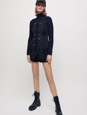 maje  Checked trompe romper ロンパース