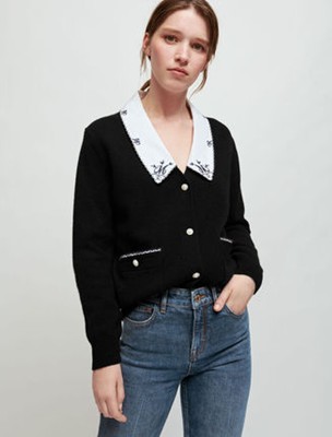 maje  Cardigan with embroidered poplin トップス