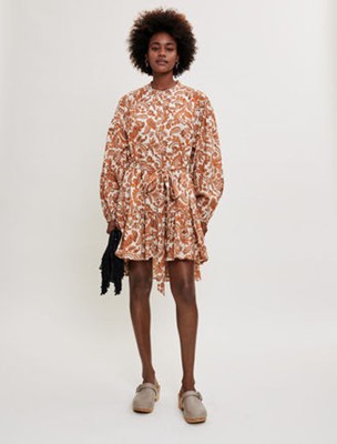 maje  Belted shirt dress インチ printed 衣裳