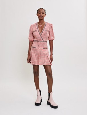 maje  Tweed dress with ethnic trim 衣装