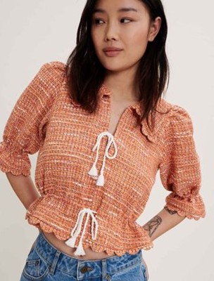 maje  Short tweed top with rickrack トップス
