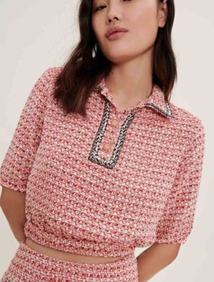 maje  Ethnic trim tweed crop top トップス