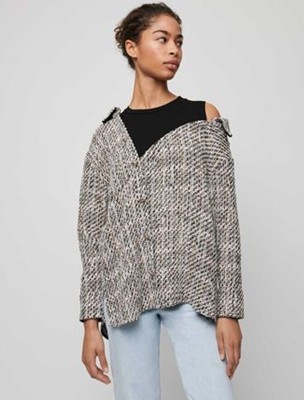 maje  Tweed-style trompe loeil shirt トップス