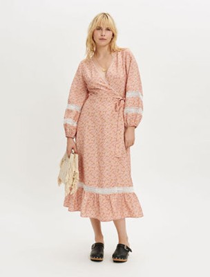 maje  Printed wrap dress with braiding 衣裳