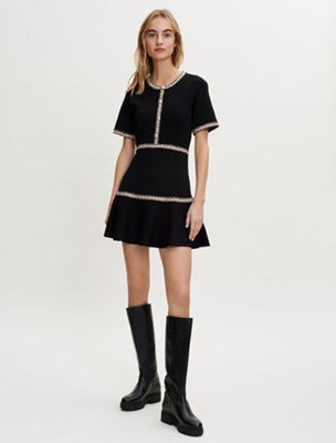 maje  Knit dress with contrasting trim 衣裳