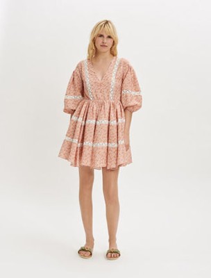 maje  Printed dress with lace trim 衣裳