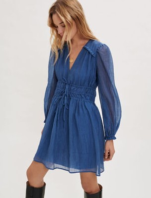 maje  Voile dress with fitted waist 衣裳
