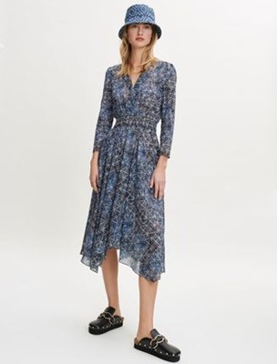 maje Printed viscose dress with smocking ワンピース|AYA-FARM店