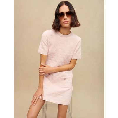 maje  PINK TEXTURED KNIT DRESS 衣裳