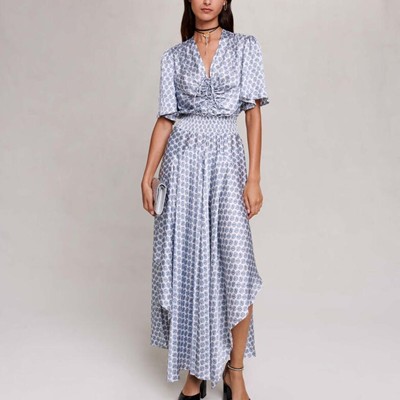 maje  LONG ASYMMETRIC SATIN DRESS 衣裳