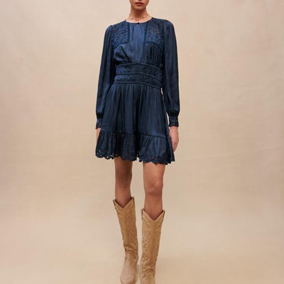 maje  EMBROIDERED SMOCKED DRESS 衣裳