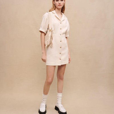 maje  WHITE BUTTONED TWEED DRESS 衣裳