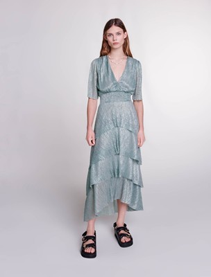 maje  STRETCH LUREX RUFFLED DRESS 衣裳 御召しもの