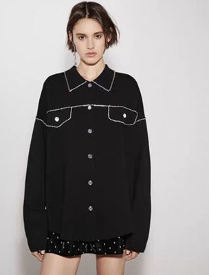 maje OVERSHIRT-STYLE RHINESTONE CARDIGAN いの一番