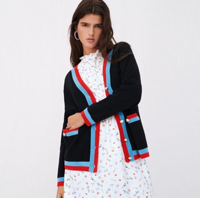 maje Cardigan with contrasting bands ジレー