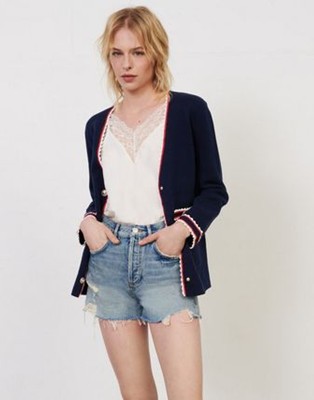 maje Contrast knit cardigan ジレー