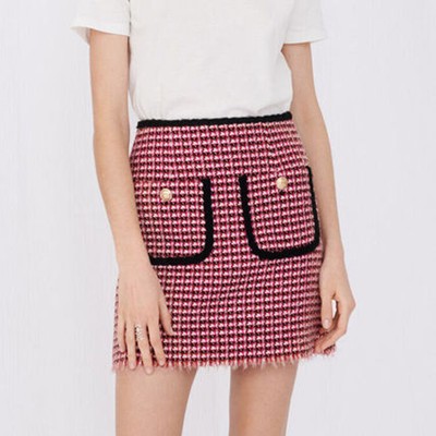 maje Straight skirt インチ contrast tweed スコート