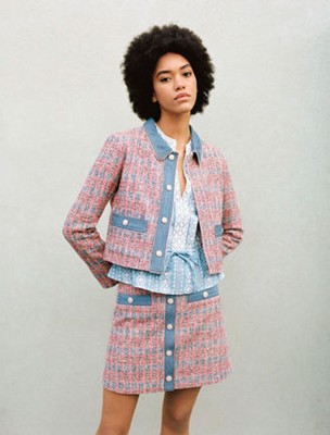 maje Tweed jacket with denim contrasts 上衣