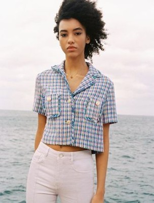 maje  SHORT-SLEEVED TWEED JACKET 上衣