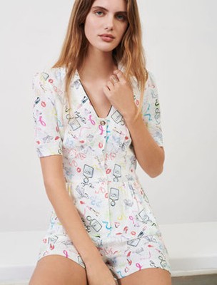 maje  PRINTED JACQUARD PLAYSUIT オールインワン