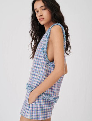 maje  Tweed top with contrasting braid トップス
