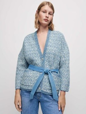maje  Belted fancy knit cardigan ジレー