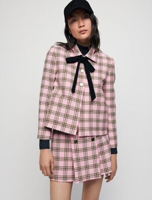 maje  Checked jacket with contrasting 上衣