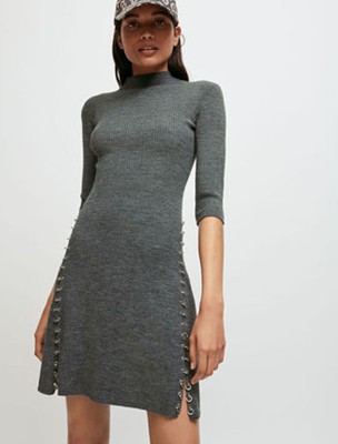 maje  Knitted dress with collar and 衣裳