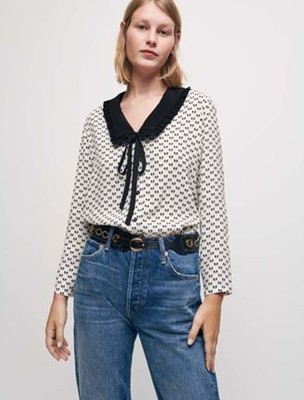 maje  bow print shirt トップス