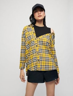 maje  checked shirt and T-shirt トップス