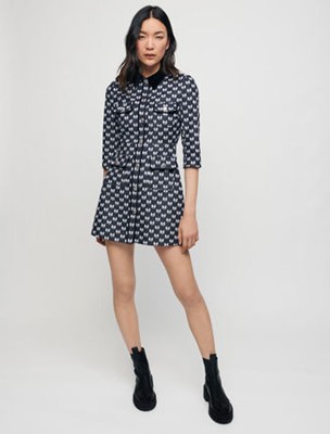 maje  Jacquard dress with bow pattern 衣装