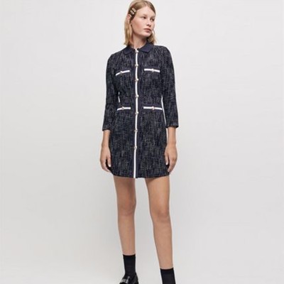 maje  Tweed-style dress with contrasting 衣裳