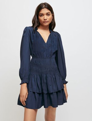 maje  Satin dress with ruffles 衣装